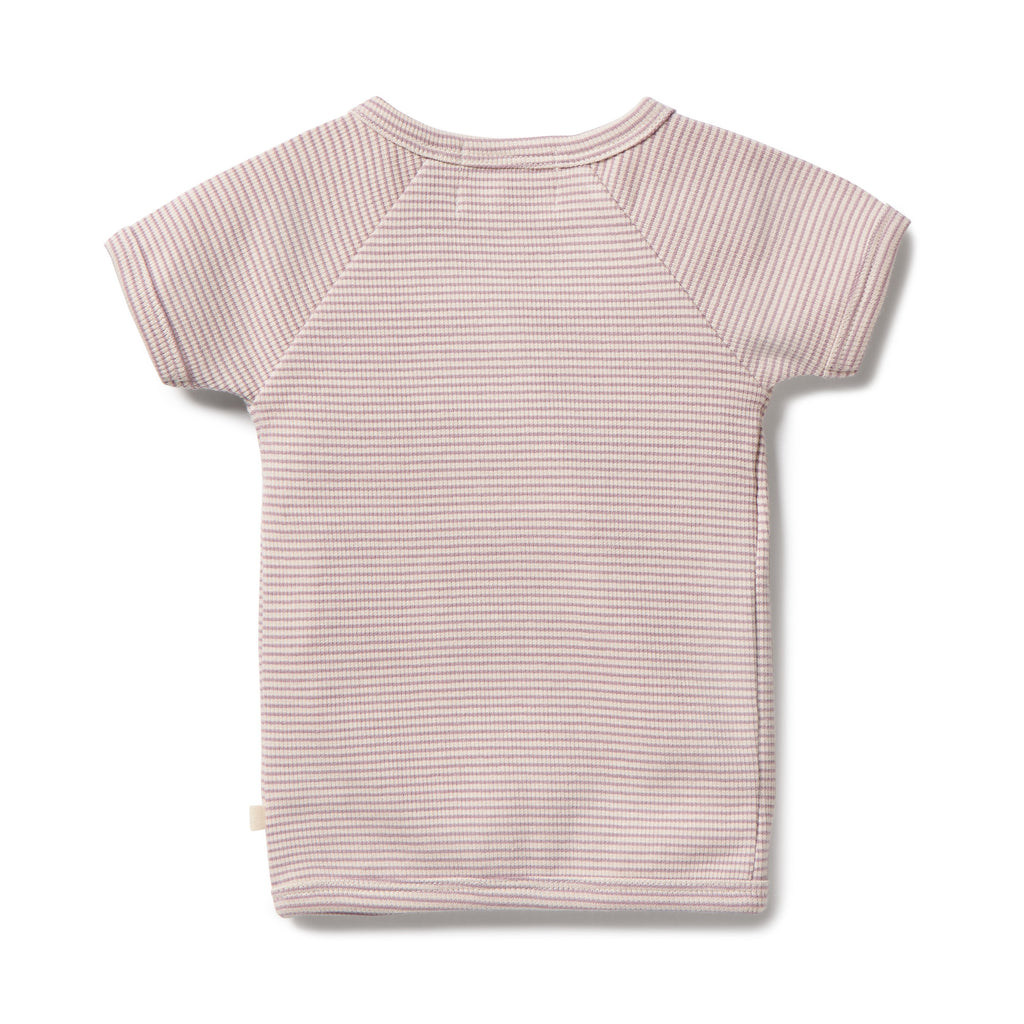Organic Stripe Rib Kimono Top - Plum