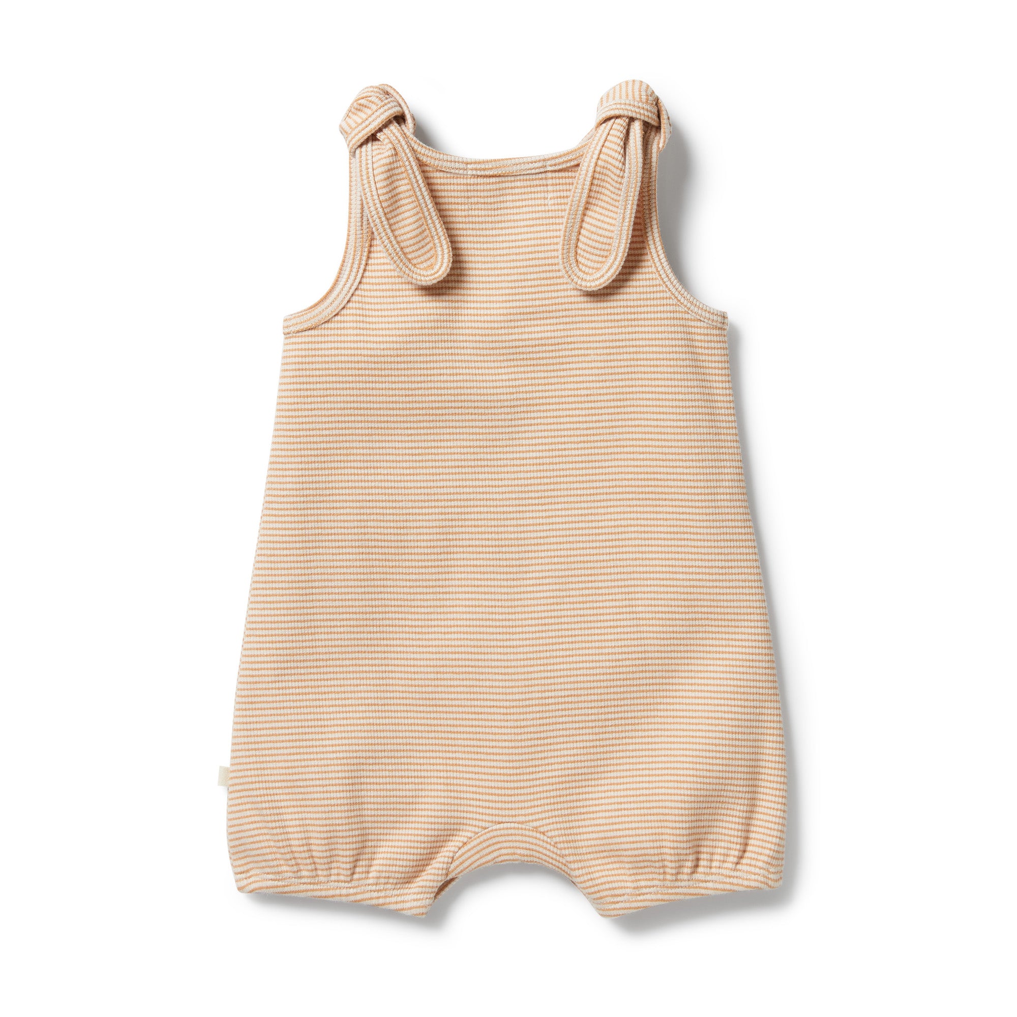 Organic Stripe Rib Tie Playsuit - Toffee
