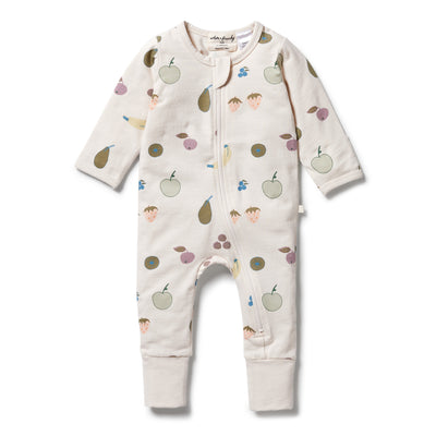 Organic Zipsuit with Feet - Fruity