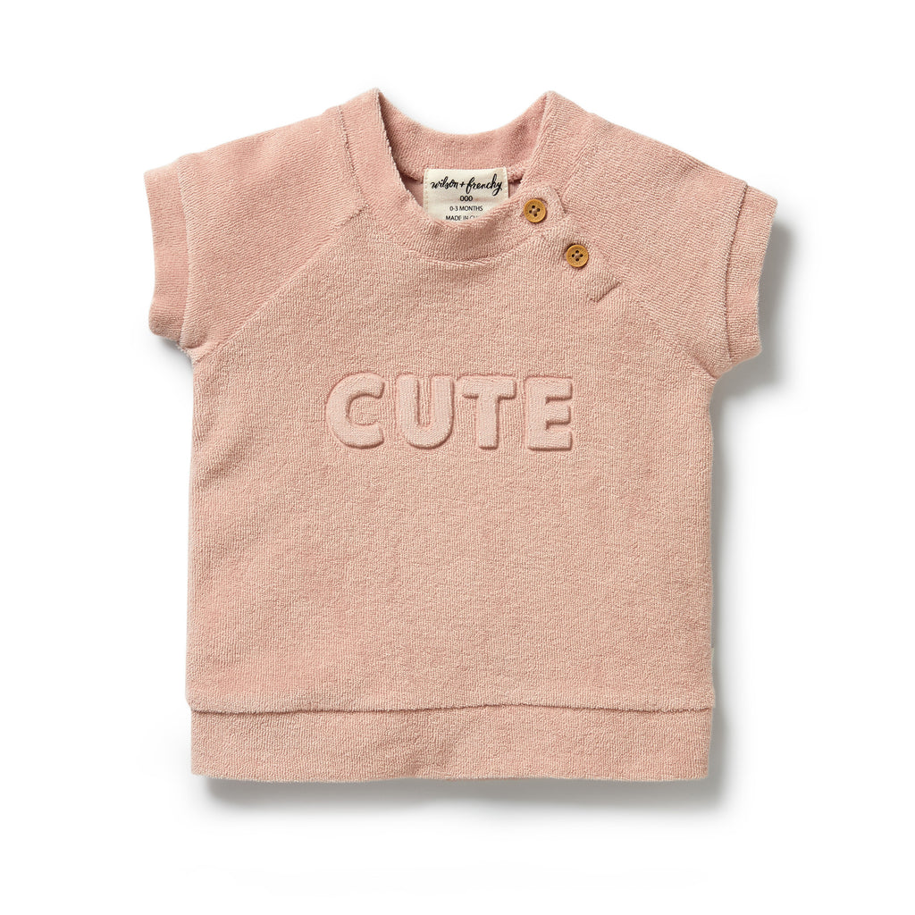 Organic Terry Short Sleeve Sweat - Rose