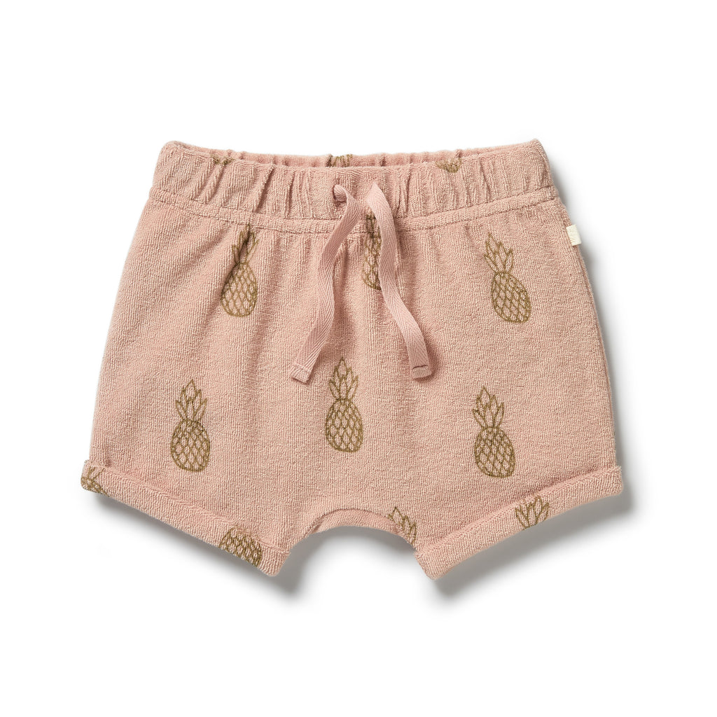 Organic Terry Tie Front Short - Pineapple