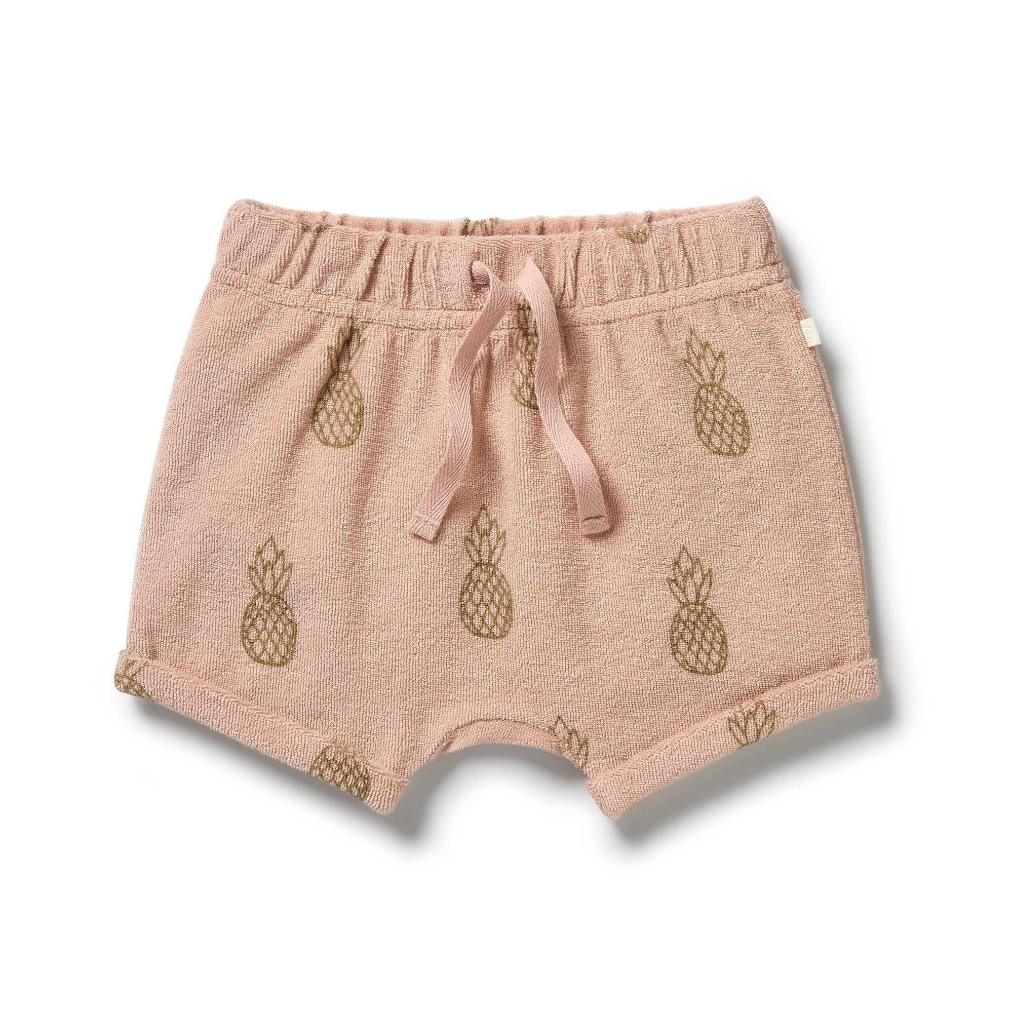 Organic Terry Tie Front Short - Pineapple