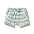 Organic Terry Slouch Short - Mineral Blue Stripe