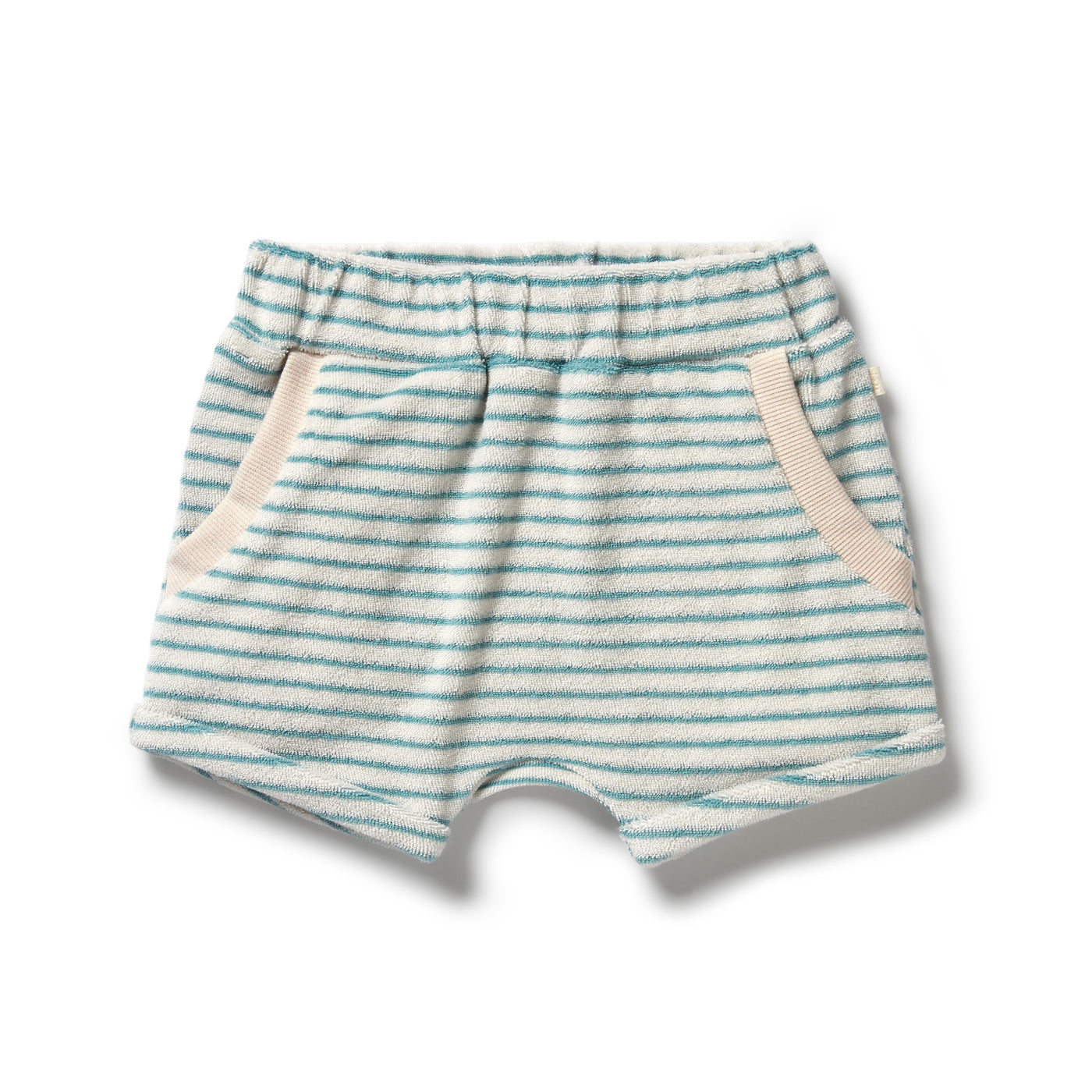 Organic Terry Slouch Short - Mineral Blue Stripe