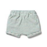 Organic Terry Slouch Short - Mineral Blue Stripe