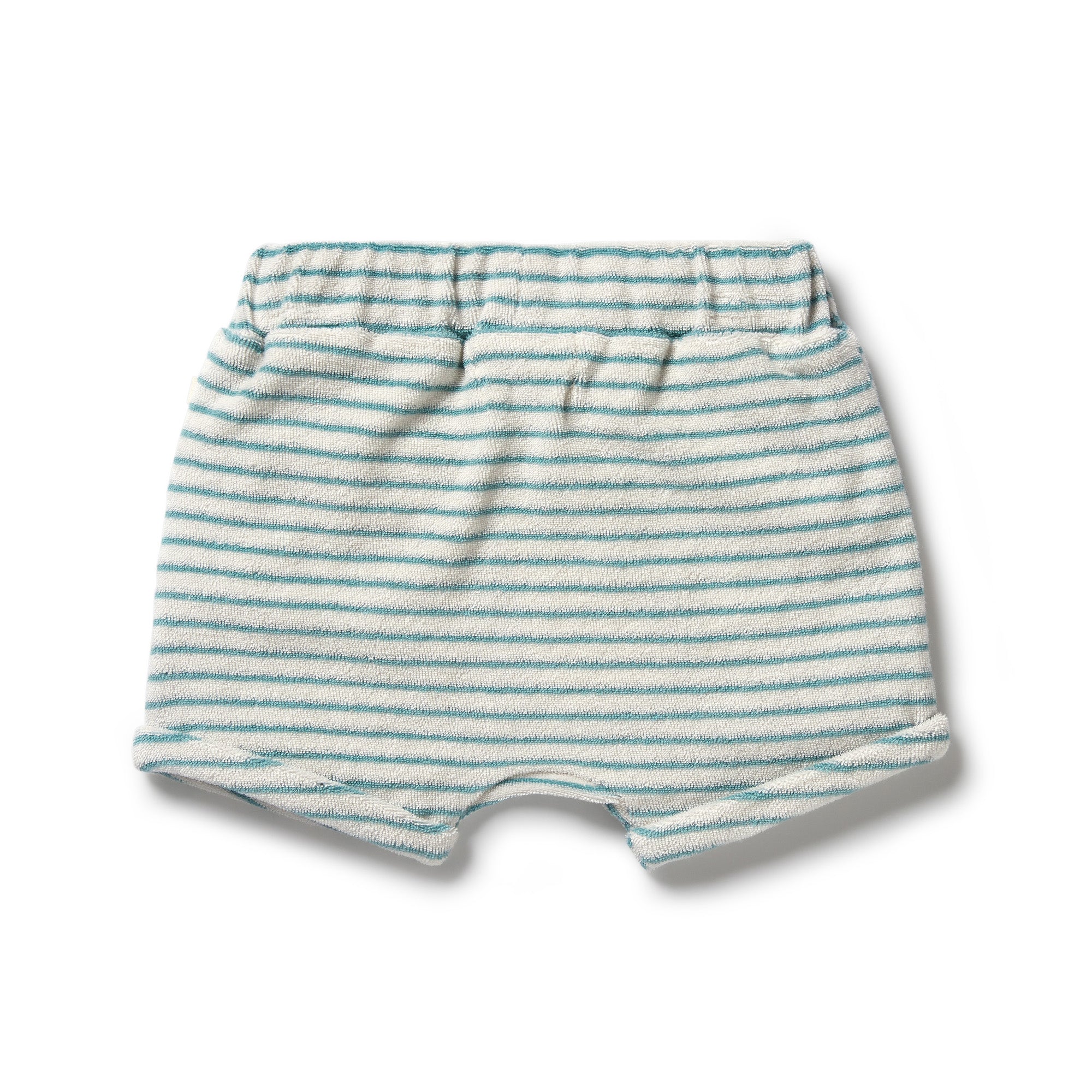 Organic Terry Slouch Short - Mineral Blue Stripe