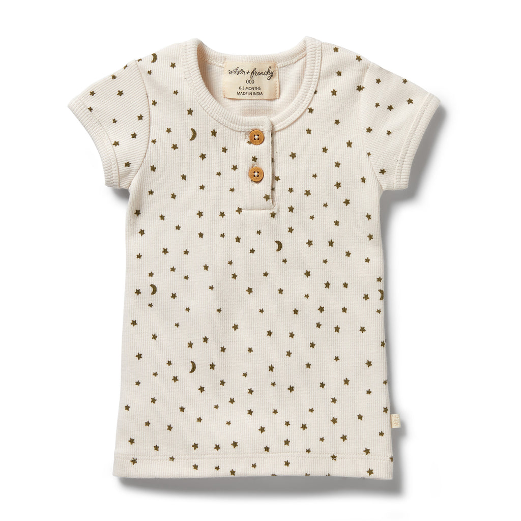 Organic Rib Henley Tee - Chasing the Moon