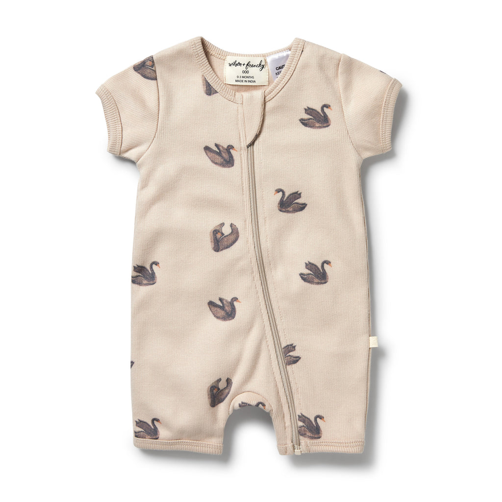 Organic Rib Boyleg Zipsuit - Little Swan