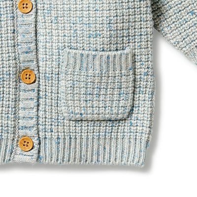 Knitted Button Cardigan  - Bluestone Fleck