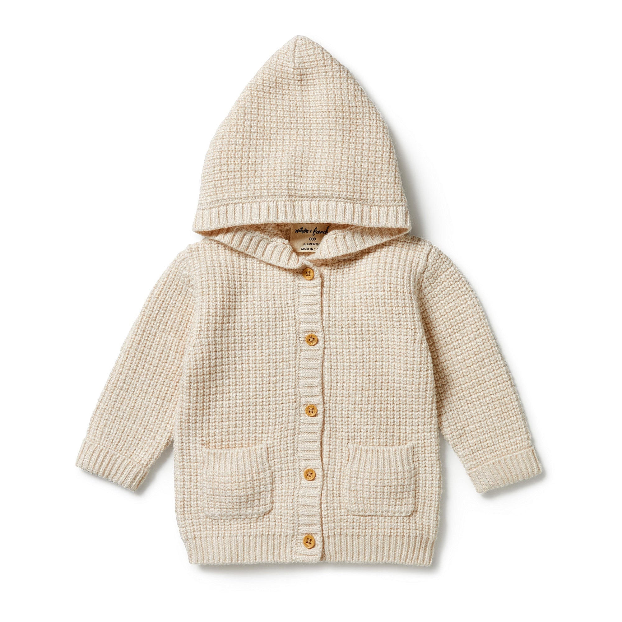 Knitted Button Jacket - Sand Melange