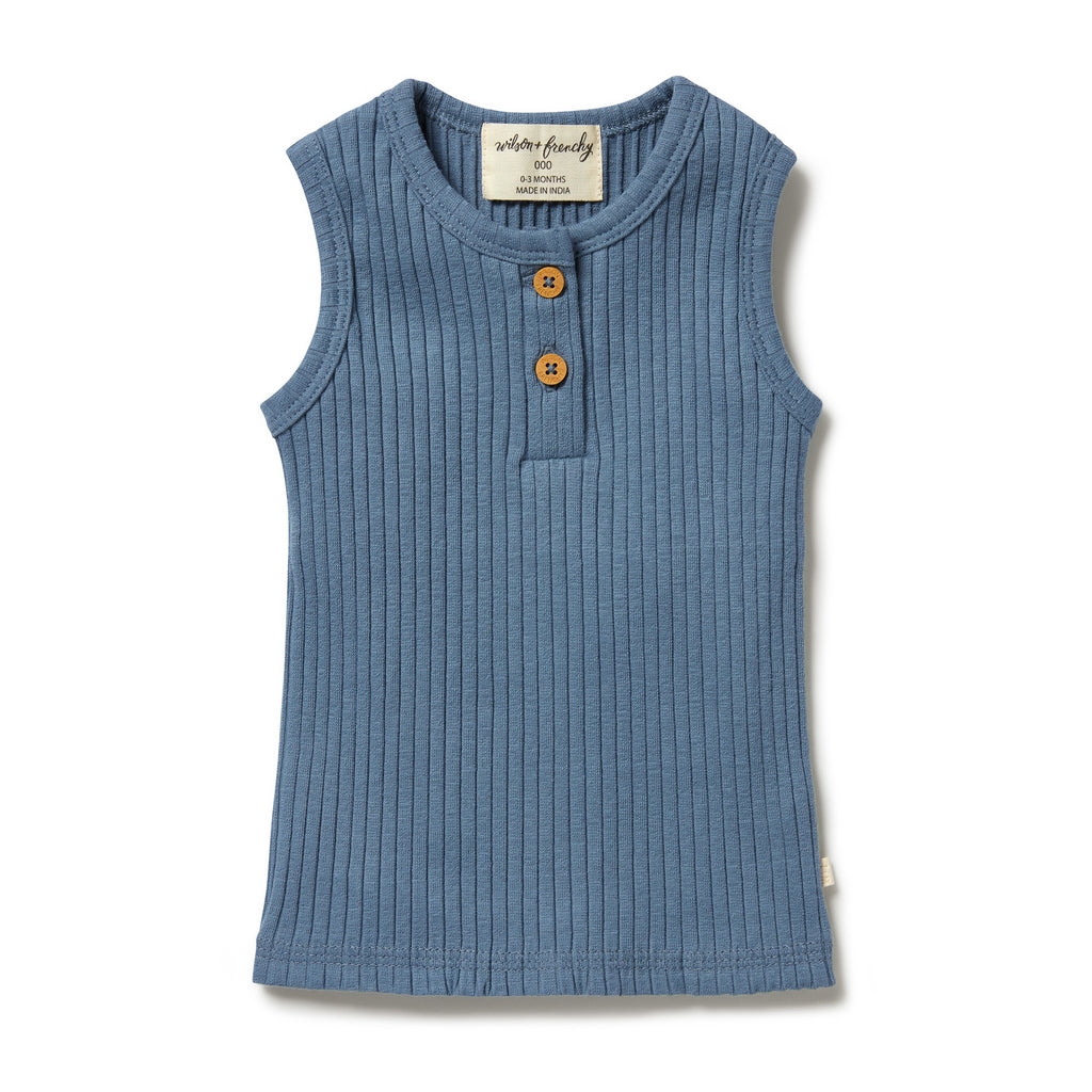 Wilson and Frenchy Organic Rib Singlet | Ocean