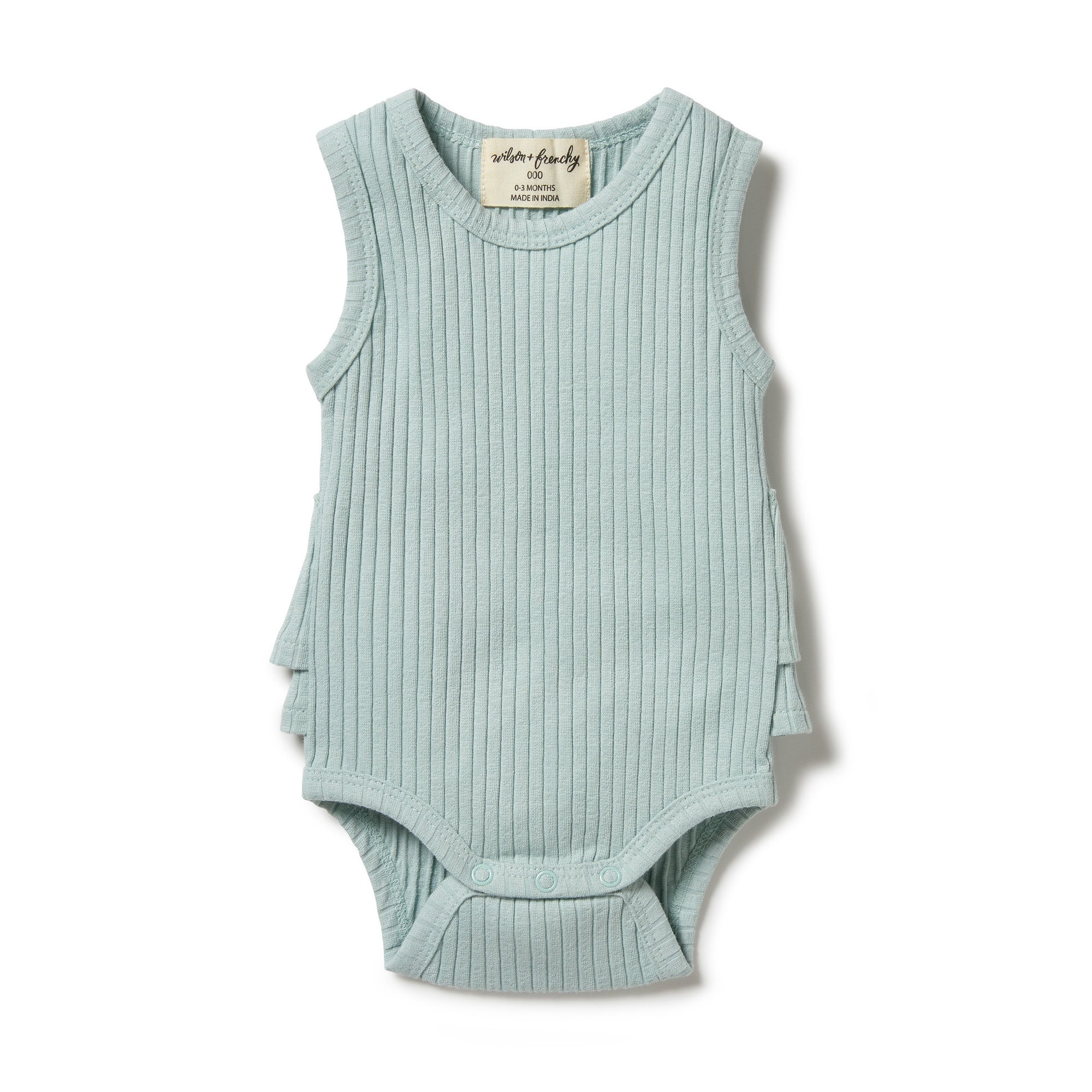 Wilson and Frenchy Organic Rib Ruffle Bodysuit | Pistachio