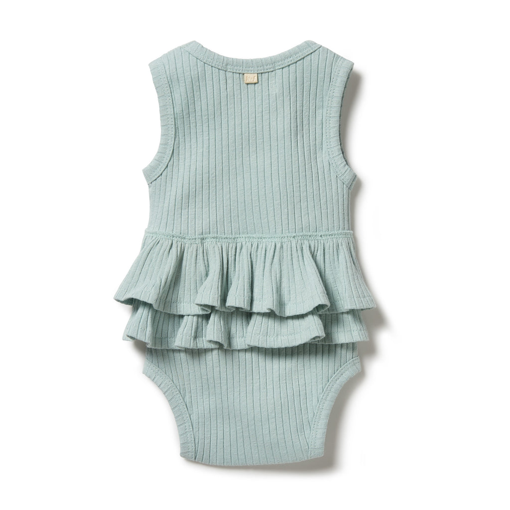 Wilson and Frenchy Organic Rib Ruffle Bodysuit | Pistachio