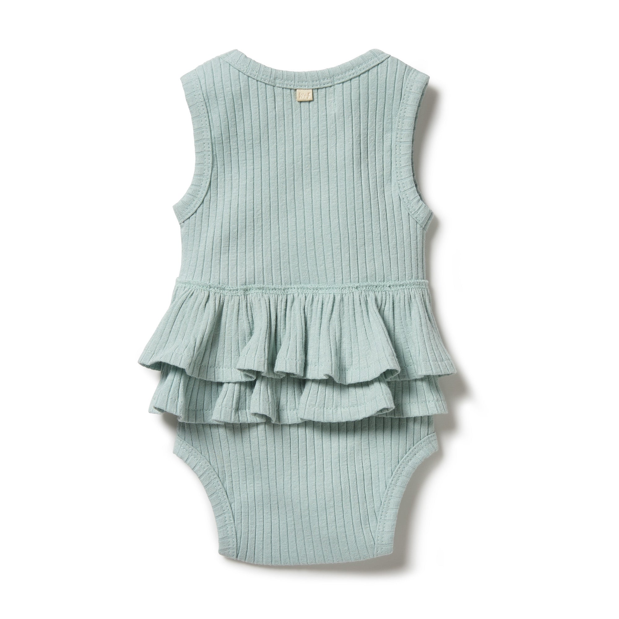 Wilson and Frenchy Organic Rib Ruffle Bodysuit | Pistachio