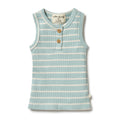 Wilson and Frenchy Organic Stripe Rib Singlet | Pistachio / Ecru