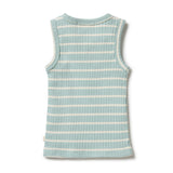 Wilson and Frenchy Organic Stripe Rib Singlet | Pistachio / Ecru