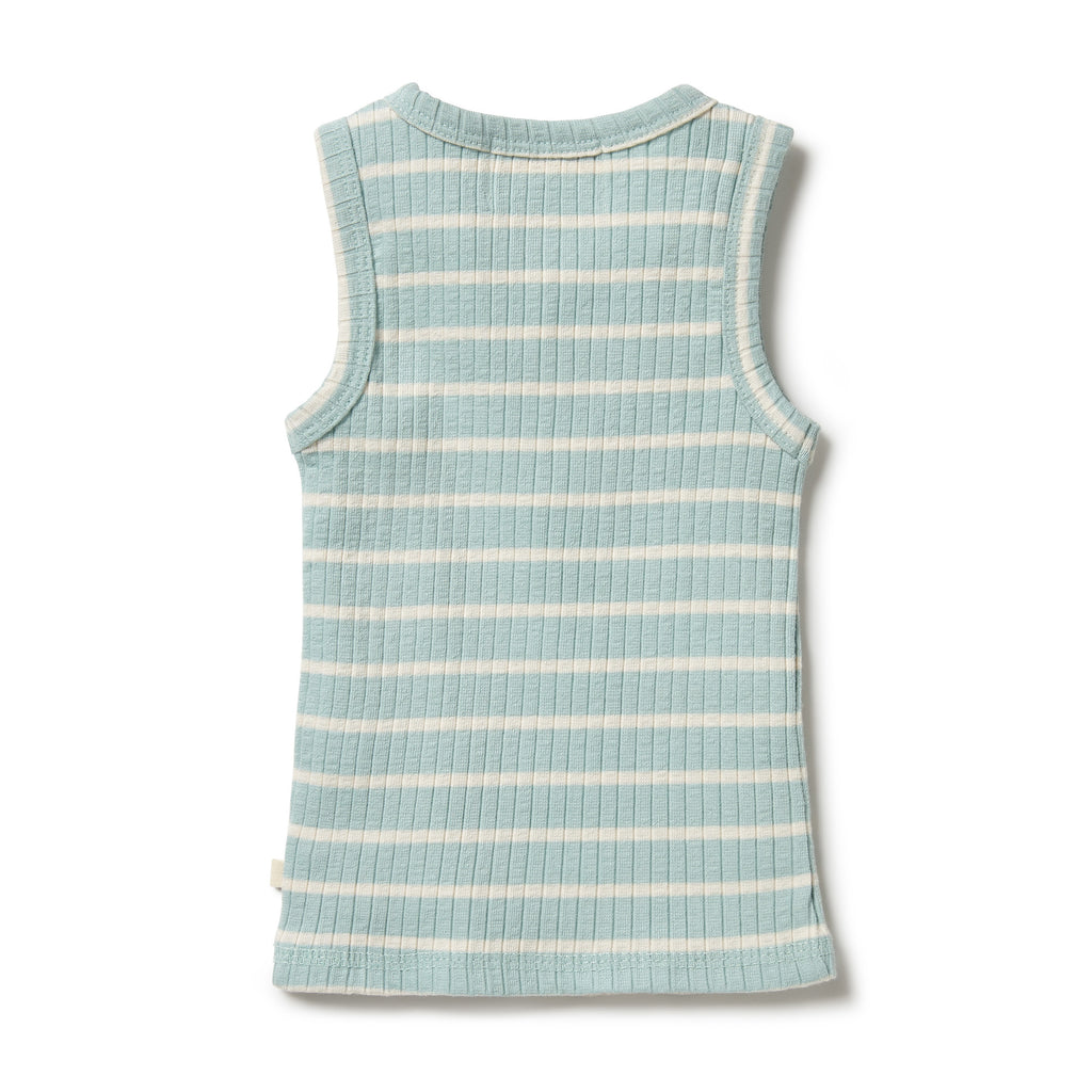 Wilson and Frenchy Organic Stripe Rib Singlet | Pistachio / Ecru