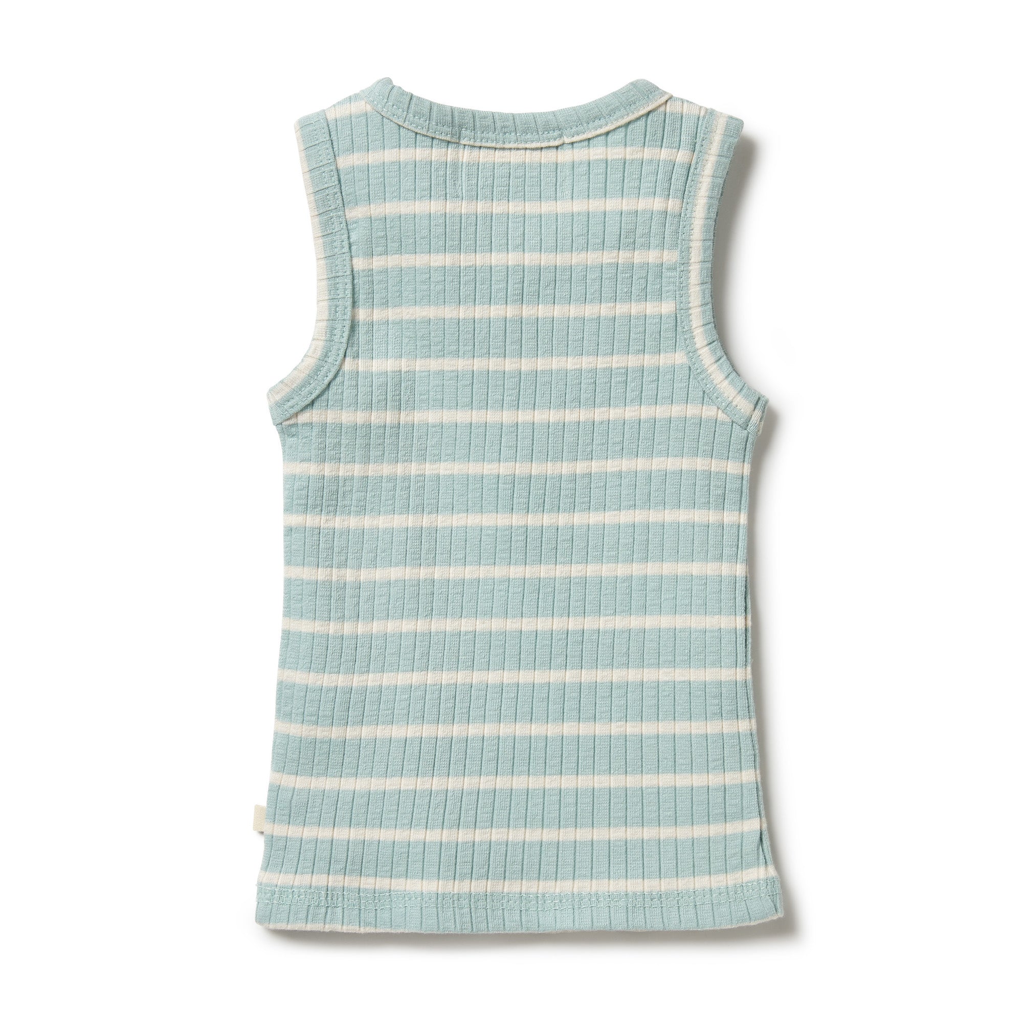Wilson and Frenchy Organic Stripe Rib Singlet | Pistachio / Ecru