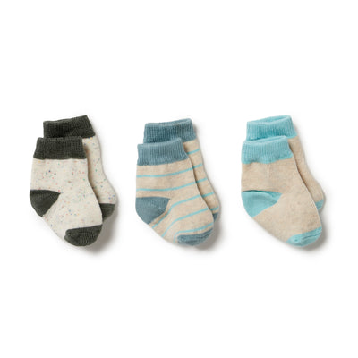 Wilson & Frenchy Organic 3 Pack Baby Socks | Shadow / Arctic / Mint