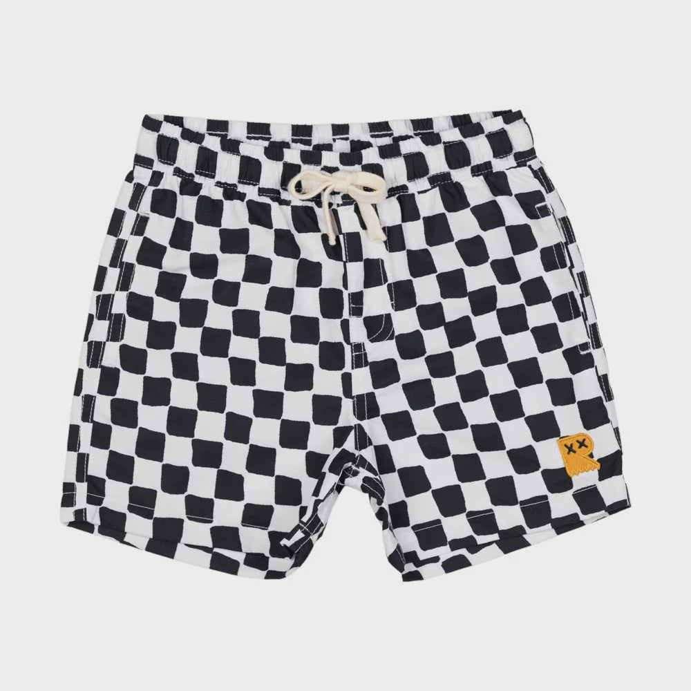 Checkmate Boardshorts With Mesh Lining - Black Checks