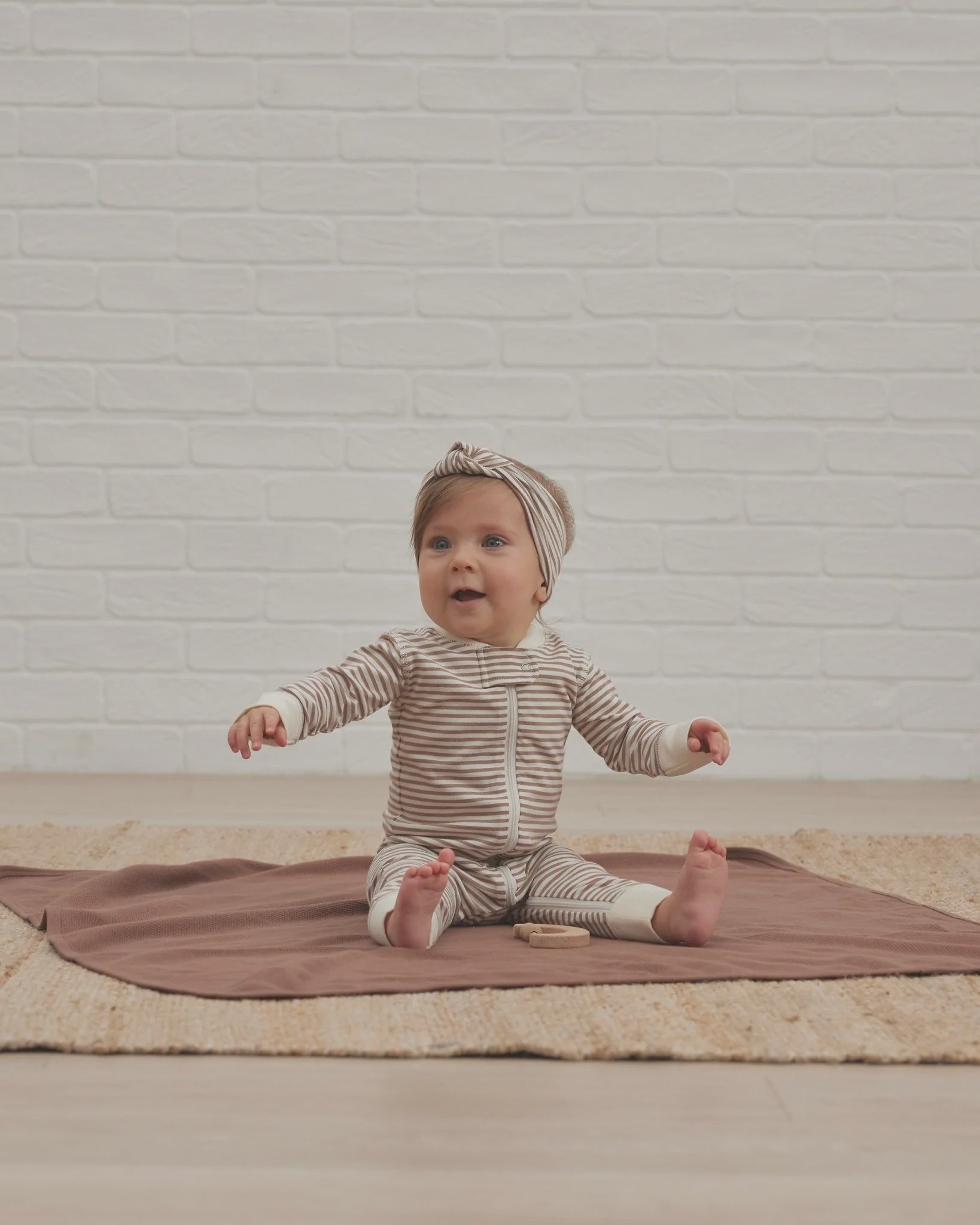 Zip Long Sleeper | Cocoa Stripe